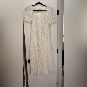 Sleeper Floral Print Long Dress Medium Linen